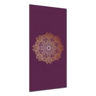 Wallario selbstklebende Duschrückwand 80 x 200 cm mit Motiv goldenes Mandala auf violettem Hintergrund - Wandverkleidung mit Hochglanzlaminat in Glasoptik