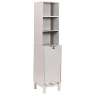 BELIANI Badschrank Hellbeige MDF 165 cm Hoch mit Offenen Regalen Wäschekorb Klassisches Design Geräumig Badezimmer Aufbewahrung Wäscheschrank - Beige, Braun