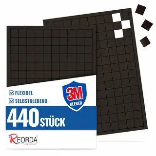 Reorda® Magnetplättchen selbstklebend (440 Stück) | Starker 3M-Kleber ermöglicht ausgezeichnete Klebekraft | Vielseitige Flache Magnete zum basteln & schneiden | Ideal nutzbar für Schule & Büro