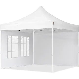 TOOLPORT Faltpavillon 3 x 3 m inkl. 2 Seitenteile Weiß