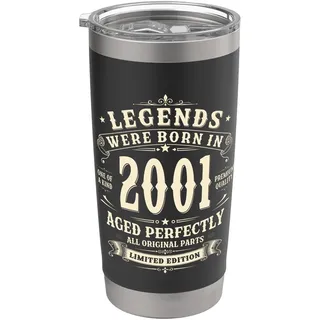 25. Geburtstag Mann Frau Geschenk Vintage Jahrgang 2001 Doppelwandiger Edelstahl-Thermobecher