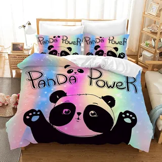 Leleyouzer Panda Bettwäsche Set für Kinder, Bettbezug mit Tiermotiv, 1 Mikrofaser Kinderbettbezug und 2 Kopfkissenbezug 50 x 75cm (P1, 200×200 cm)