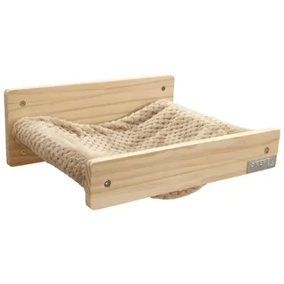 Kerbl Pet Wandhängematte Timber, Katzenhängematte, Natur/Taupe, 38x33,5x16cm, Holz, Softplüsch, Katzen, Wandbefestigung
