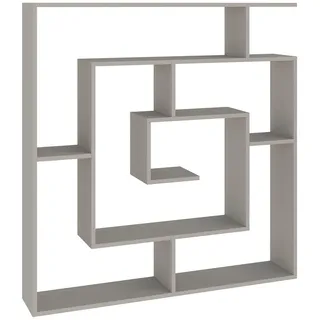 Hanah Home Modernes skandinavisches Bücherregal, Sandsteinfarben, 125 x 128,6 x 22 cm | 100% melaminbeschichtet, 18 mm stark | Wandmontage, stilvolles und funktionales Design