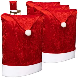 com-four® 4X Premium Stuhlhusse - Weihnachtsdekoration für Stühle - Schonbezüge im weihnachtlichen Design - Sitzmöbel-Überzüge - Stuhlbezug für Weihnachten - Stuhlabdeckung