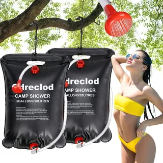 Qdreclod Campingdusche Solardusche Tasche, 20L Tragbare Solar Gartendusche Outdoor Warmwasser Dusche Reisedusche mit Thermometer (2 x Solar Duschtasche)