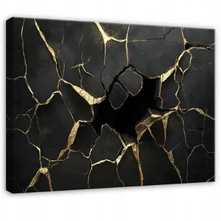WallArena Bilder Abstrakt Marmor Schwarz Gold Modern Wohnzimmer 100x70