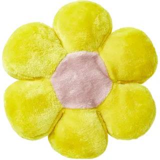 andiamo Kissen Flower Power - Deko Kissen für Zimmer Deko - Blumenkissen zur Nutzung als Sofakissen oder Kuschelkissen flauschig 30 cm Gelb-Rosa