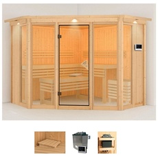 Bild Sauna »Astrid 2«, (Set), 9-kW-Ofen mit externer Steuerung beige