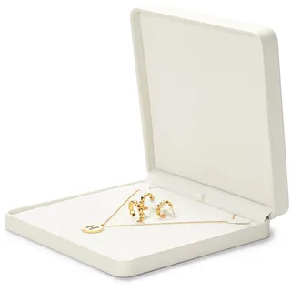 Oirlv Pu Leder Beige Große Halskette Box,Schmuckkästen,Schmuckbox Für Geburtstag,Valentinstag,Jubiläum,Einkaufszentrum Zähler Schmuckdisplay