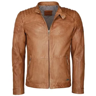 Lederjacke MUSTANG "Lederjacke Wellington", Herren, Gr. M, braun (chestnut), Obermaterial: 100% Lammleder LEL. Futter: 100% Polyester PES., Jacken Lederjacke