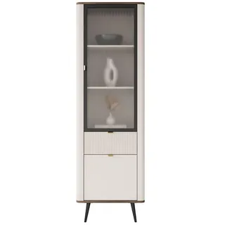 lookway Vitrine Autumn 1D1S1W mit Schublade 60 x 40 x 191 cm Beige
