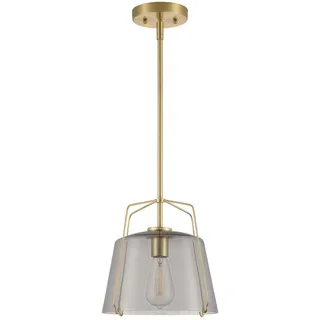 Einflammige Pendelleuchte Hallein Champagner / Rauchgrau - Gold