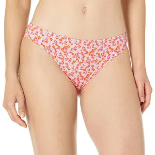 Amazon Essentials Klassische Damen-Bikini-Badehose, Blasspfirsich, Mikro-Blumenmuster, Größe S