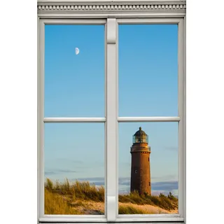 queence Wandsticker »Leuchtturm« Wandsticker, Wandbild, selbstklebend, 3D, Fenster, blau