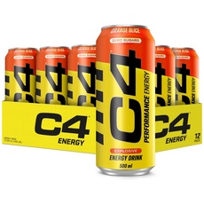 C4 Original - Energydrink - zuckerfrei & sprudelnd - Pre-Workout-Getränk mit Koffein - Orange - 500 ml (12er-Pack)