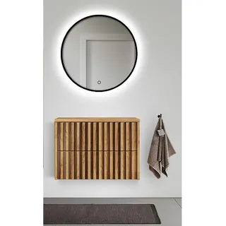 Badmöbel Set modern 2-teilig Eiche Desio-107 beleuchteter Spiegel - Braun