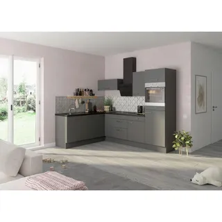 Optifit Eckküche , Grau , Metall , 3 Schubladen , L-Form, nur wie online abgebildet bestellbar , 270x200 cm , Made in Germany, DIN EN ISO 14001, DIN EN ISO 50001, DIN EN ISO 9001 , Zusatzausstattung erhältlich, höhenverstellbare Füße , Küchen, Küchenzeilen & Küchenblöcke, Eckküchen, Eckküchen ohne Geräte