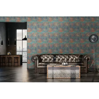 A.S. Création Selbstklebende Tapete Rostoptik 380371 Dekofolie Türkis 8,40 x0,53m Made in Germany