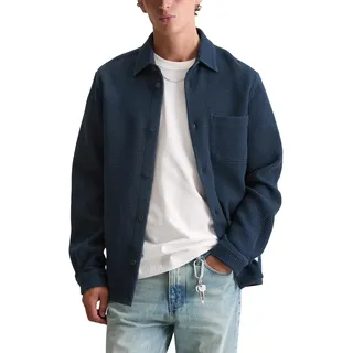 Marc OߴPolo Denim Herren Freizeithemd aus Bio-Baumwolle mit Waffelstruktur, Blau (Navy Teal), XXL