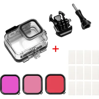 Für Gopro Hero 8 Camero Bildschirmgerät wasserdicht Shell Anti-Fog Film 3-farbig Filter Anti-Scratch Anti-Schock Gesamtschutzhülle + Anti-