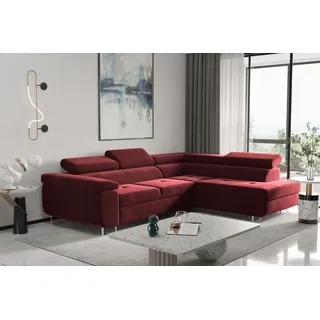 kaiser möbel Ecksofa mit schlaffunktion und bettkasten, Eckcouch ATOM Rot Rechts - Rot