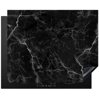 MuchoWow Herdabdeckplatte Marmor - Schwarz - Weiß - Textur - Marmoroptik 65x52 cm , Silberfarben , Kunststoff , Rechteckig , 65x52x0.2 cm , Made in Europe , Küchen, Küchenelektrogeräte, Herde, Herdabdeckplatten