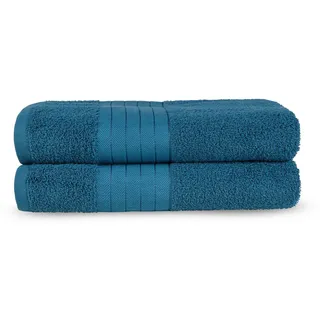 Frottierset , Petrol , Textil , 2-teilig , Uni , 70x140 cm , Oeko-Tex® Standard 100 , saugfähig, angenehm weich, Bordüre , Heimtextilien, Badtextilien, Handtuchsets