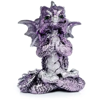mtb more energy Deko Drachen Figur ''Harmony'' - Höhe 8 cm - süßer Drache in Yoga Pose - Lila - Dekoration Fantasy Geschenk