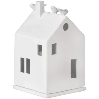 Lichthaus Vogelhaus, Porzellan, weiß, Dekoratives Keramikhaus als Teelichthalter