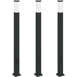 Pollerleuchten mit Sensor&Steckdose 3 Stk. 110 cm Schwarz IP44 - Schwarz