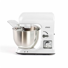 Livoo Fo Küchenmaschine, multifunktional, Weiß, 1000 W, 6 Geschwindigkeitsstufen + Pulse-Funktion, Schüssel aus Edelstahl, 5 l, mit Rührhaken | DOP190 W, 1000 W, 5 Liter