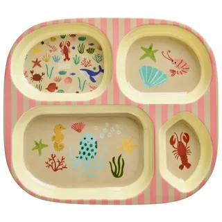 Rice Kinderteller mit 4er Einteilung Coral Ocean Print