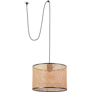 MAMBO Hängelampe schwarz/rattan ø450 mit Stecker 68604-49 - Schwarz