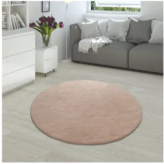 Paco Home Fellteppich »Rabbit 780«, rund, Kunstfell, Kaninchenfell-Haptik, echter Kuschelteppich, Uni-Farben