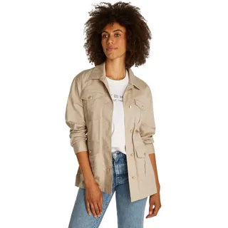 Tommy Hilfiger Damen Hemdjacke Gold Button Utility mit Brusttaschen, Beige (Sandalwood), XXL