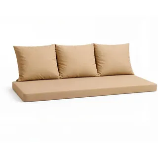 Setgarden Mix-Techno Gartenkissen Für Polyrattan Möbel 160×50×50 cm – Kissen Für 3 Sitzer Gartensofa 1tlg Beige