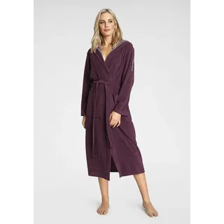 Damenbademantel KANGAROOS "Dalia, ideal für Sauna & Spa, Standardlänge & Überlänge" Gr. XS, lila (beere), L:120cm, Leichtfrottier, Hausmäntel, Damenbademantel, Uni-Farben mit Streifen, Taschen, leicht, XS-3XL, auch in extra lang