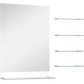 Wandspiegel mit 5 Ablagen Silbern 50×60 cm - Silber
