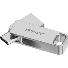 PNY USB-Stick 128GB PNY DUO LINK USB 3.2 Type-C Dual Flash Drive retail (128 GB, USB 3.2 Gen 2, USB 3.1 Gen 2, USB 3.1), USB Stick, Silber