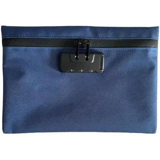 Sicherheitstasche, geruchshemmend, tragbar, wasserdicht, mit Schloss, Geldbörse, geruchshemmend, mit Zahlenschloss, Dokumententasche, Spardose, abschließbare Box (Blau, 24 x 16,5 cm)