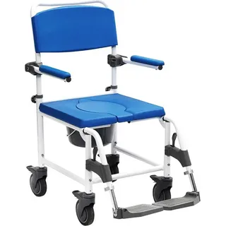 Drive Medical Dusch-Toilettenrollstuhl Aston Armlehnen weiß-blau