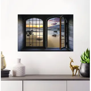 queence Wandsticker »Meer« Wandsticker, Wandbild, selbstklebend, 3D, Fenster, bunt