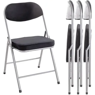 Haku-Möbel Klappstuhl Samtgewebe schwarz 4er Set