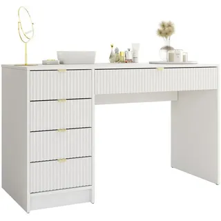 Mirjan24 Schreibtisch / Weiß - Holzwerkstoff / 5 Schubladen - Rechteckig , 55x76x120 cm , Büromöbel, Schreibtische, Schreibtische