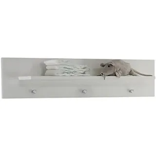 trendteam smart living - Olivia - Wohnwand - Weiß - Wandboard mit 1 Konstruktionsboden und 3 Haken - (BxHxT) 75 x 20 x 15 cm - silberfarbene Haken