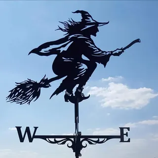 Wetterfahne UV-beständig - Metall Windrichtungsanzeiger - Gartendekoration Außen - Dachmontage - Edelstahl - Langlebig und Schön - Wetterfahne - Silber