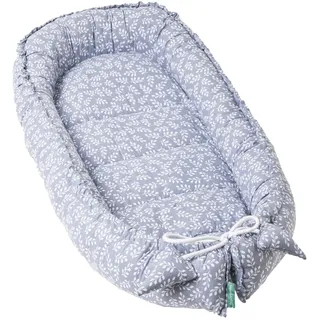 molis&co - Babynest - 100% Baumwolle (Oeko-TEX) - Babynestchen Neugeborene - Ideal als Reisebett, Kuschelnest Geeignet & Cradle Reducer - 90 x 50 cm - Blue Garden