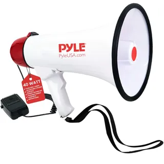Pyle Megaphon mit Sirene, Signalhorn – Siren Megaphone – Megafon Kinder & Erwachsene 40W, Faltbare Handsirene als Polizei Sirene, Fußball Hupe & Tröten zum Anfeuern Sport, Megaphone Laut bis zu 915m