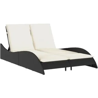 vidaXL Sonnenliege mit Auflagen Schwarz 114x205x73 cm Poly Rattan - Schwarz